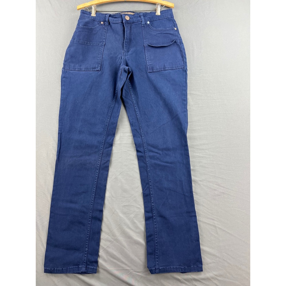 Bit & Bridle Utility Pants Women 10 Blue Excellent Straight Leg Carpenter Pocket